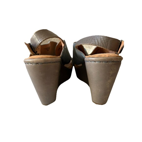 Born Devona Blue Suede Platform Wedge Sandals Size 7, Open Toe, Sling Back - Picture 4 of 9